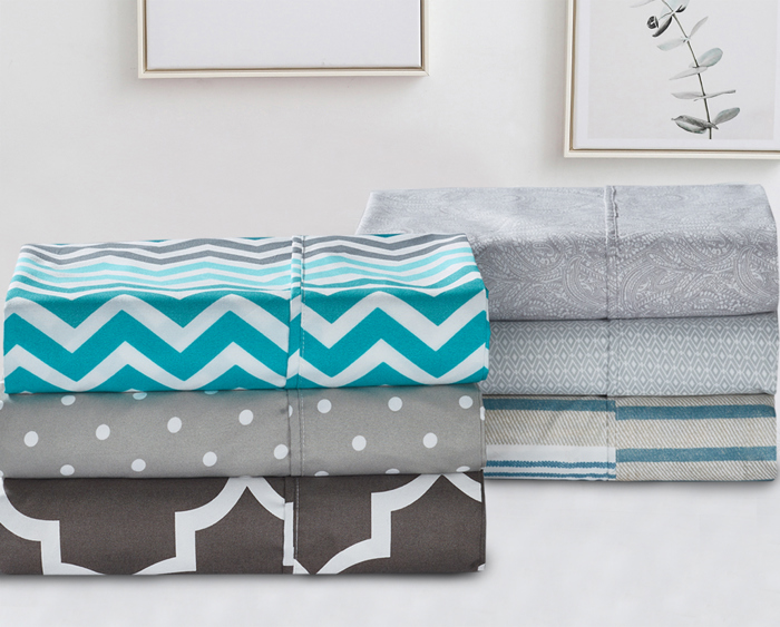 Bibb Home Egyptian Luxury 1800 Count Printed 4 Piece Sheet Set