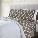 Full/Double Grey Trellis Bibb Home Egyptian Luxury 1800 Count Printed 4 Piece Sheet Set