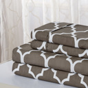 Full/Double Grey Trellis Bibb Home Egyptian Luxury 1800 Count Printed 4 Piece Sheet Set