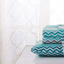 King Aqua Chevron Bibb Home Egyptian Luxury 1800 Count Printed 4 Piece Sheet Set