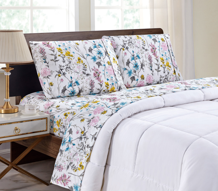 Bibb Home Egyptian Luxury 1800 Count Printed 4 Piece Sheet Set