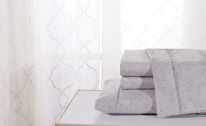 Bibb Home Egyptian Luxury 1800 Count Printed 4 Piece Sheet Set