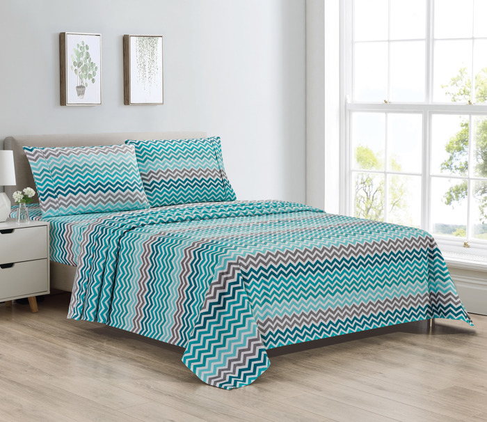 Bibb Home Egyptian Luxury 1800 Count Printed 4 Piece Sheet Set