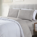 Queen Gray Polka Dots Bibb Home Egyptian Luxury 1800 Count Printed 4 Piece Sheet Set