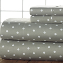 Queen Gray Polka Dots Bibb Home Egyptian Luxury 1800 Count Printed 4 Piece Sheet Set