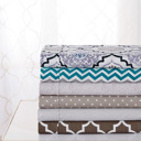 Queen Gray Polka Dots Bibb Home Egyptian Luxury 1800 Count Printed 4 Piece Sheet Set