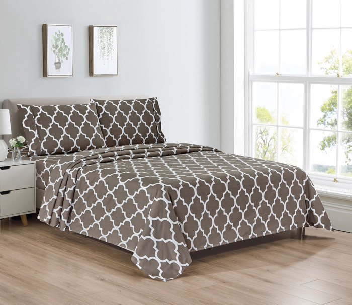 Bibb Home Egyptian Luxury 1800 Count Printed 4 Piece Sheet Set