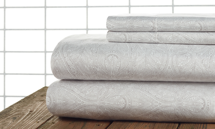 Bibb Home Egyptian Luxury 1800 Count Printed 4 Piece Sheet Set