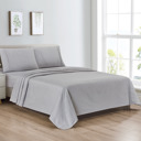 Queen Silver Diamonds Bibb Home Egyptian Luxury 1800 Count Printed 4 Piece Sheet Set