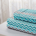 Twin Aqua Chevron Bibb Home Egyptian Luxury 1800 Count Printed 4 Piece Sheet Set