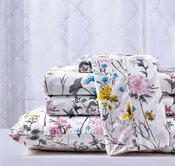 Bibb Home Egyptian Luxury 1800 Count Printed 4 Piece Sheet Set