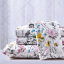 Twin Elegant Floral Bibb Home Egyptian Luxury 1800 Count Printed 4 Piece Sheet Set