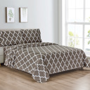 Twin Grey Trellis Bibb Home Egyptian Luxury 1800 Count Printed 4 Piece Sheet Set