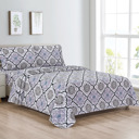 Twin Lilac Medallion Bibb Home Egyptian Luxury 1800 Count Printed 4 Piece Sheet Set