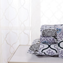 Twin Lilac Medallion Bibb Home Egyptian Luxury 1800 Count Printed 4 Piece Sheet Set