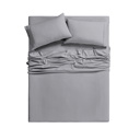 Full/Double Grey Bamboo 1800 Thread Count 4 Piece Luxury Solid Sheet Set