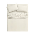 Full/Double Ivory Bamboo 1800 Thread Count 4 Piece Luxury Solid Sheet Set