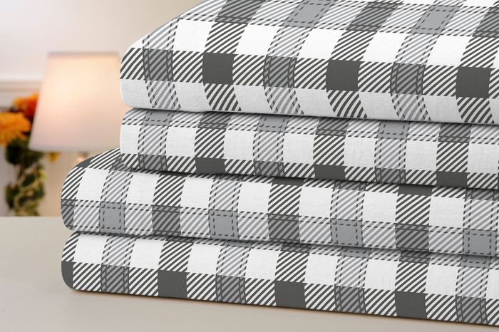 Bibb Home Printed Flannel 4 Piece Sheet Set