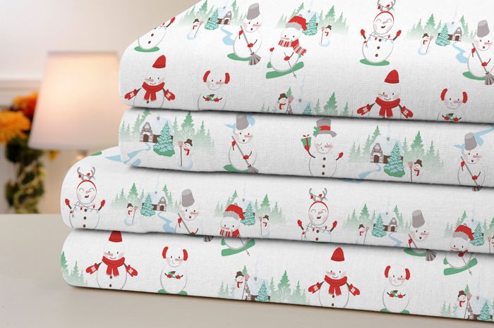 Bibb Home Printed Flannel 4 Piece Sheet Set