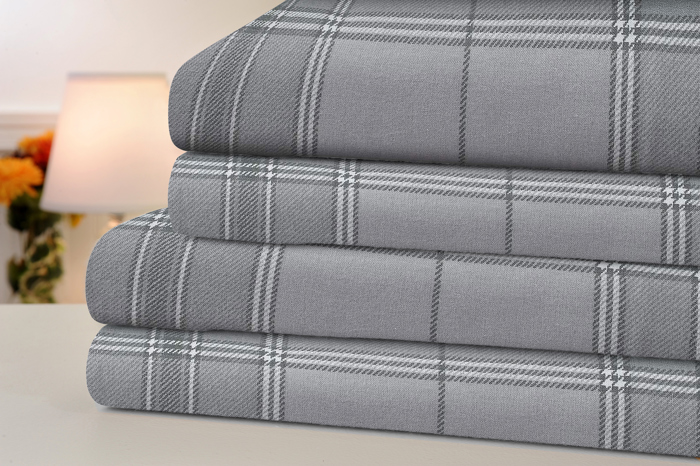Bibb Home Printed Flannel 4 Piece Sheet Set