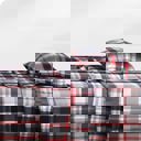 Queen French Plaid Bibb Home Printed Flannel 4 Piece Sheet Set