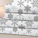Queen Grey Snowflakes Bibb Home Printed Flannel 4 Piece Sheet Set