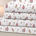 Queen Red Penguins Bibb Home Printed Flannel 4 Piece Sheet Set