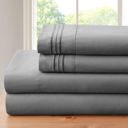 Full/Double 3 Line - Grey Bamboo 4 Piece Luxury 3 Line Embroidered Sheet Set