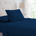 Full/Double 3 Line - Navy Bamboo 4 Piece Luxury 3 Line Embroidered Sheet Set