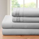 Full/Double 3 Line - Silver Bamboo 4 Piece Luxury 3 Line Embroidered Sheet Set