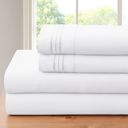 Full/Double 3 Line - White Bamboo 4 Piece Luxury 3 Line Embroidered Sheet Set