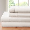 Twin XL 3 Line - Ivory Bamboo 4 Piece Luxury 3 Line Embroidered Sheet Set