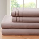 Twin XL 3 Line - Taupe Bamboo 4 Piece Luxury 3 Line Embroidered Sheet Set