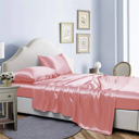 Full/Double Blush Bibb Home Silky Satin 4 Piece sheet set