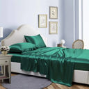 Full/Double Dark Green Bibb Home Silky Satin 4 Piece sheet set