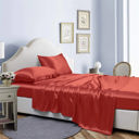 King Burnt Orange Bibb Home Silky Satin 4 Piece sheet set