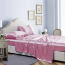 King Pink Bibb Home Silky Satin 4 Piece sheet set