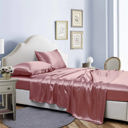 Twin Pale Blush Bibb Home Silky Satin 4 Piece sheet set
