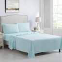 Twin XL Light Blue Kathy Ireland 4 Piece Brushed Microfiber Sheet Set