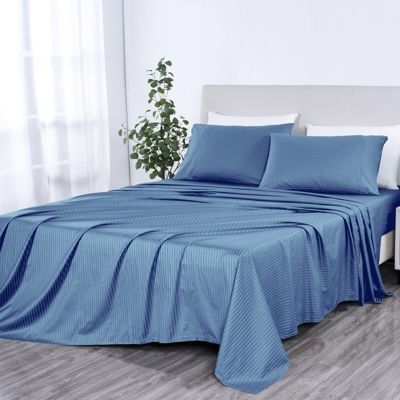 Kathy Ireland 500 Thread Count Damask Stripe Sheet Set with Optifit