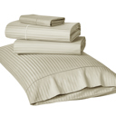 California King Beige Kathy Ireland 500 Thread Count Damask Stripe Sheet Set with Optifit