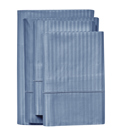 California King Classic Blue Kathy Ireland 500 Thread Count Damask Stripe Sheet Set with Optifit