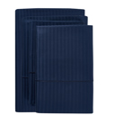 California King Navy Kathy Ireland 500 Thread Count Damask Stripe Sheet Set with Optifit