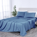 Full/Double Classic Blue Kathy Ireland 500 Thread Count Damask Stripe Sheet Set with Optifit