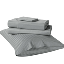 Full/Double Grey Kathy Ireland 500 Thread Count Damask Stripe Sheet Set with Optifit