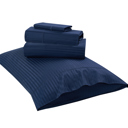 Full/Double Navy Kathy Ireland 500 Thread Count Damask Stripe Sheet Set with Optifit