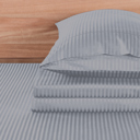Full/Double Silver Kathy Ireland 500 Thread Count Damask Stripe Sheet Set with Optifit