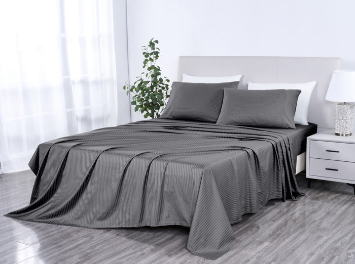 Kathy Ireland 500 Thread Count Damask Stripe Sheet Set with Optifit