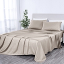 Queen Beige Kathy Ireland 500 Thread Count Damask Stripe Sheet Set with Optifit