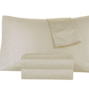 Queen Beige Kathy Ireland 500 Thread Count Damask Stripe Sheet Set with Optifit